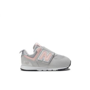 New Balance Bambino 574 NEW-B Hook & Loop in Grigio/Rosa