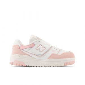 New Balance Bambino 550 Bungee Lace with Top Strap in Bianca/Rosa