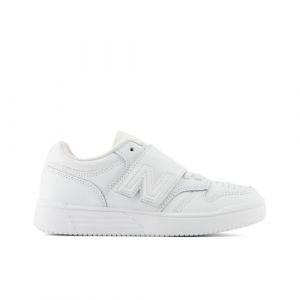 New Balance Bambino 480 Bungee Lace with Top Strap in Bianca