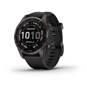 Garmin Fenix 7S Sapphire SolCarbon Grey DLC Ti con Banda Nera EMEA