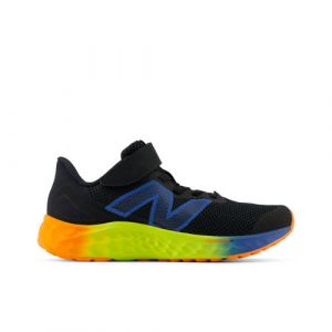 New Balance Bambino Fresh Foam Arishi v4 Bungee Lace with Top Strap in Nero/Arancia/Blu/Verde