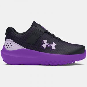 Scarpe da corsa Infant Under Armour Surge 4 AC da ragazza Nero / Lavish / Salt Porpora 23.5