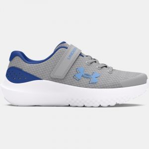 Scarpe da corsa Pre-School Under Armour Surge 4 AC da ragazzo Mod Grigio / Tech Blu / Horizon Blu 35