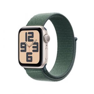 Apple Watch SE (2ª gen.) GPS 40 mm Smartwatch con cassa in alluminio Galassia e cinturino Sport Loop Verde lago. Tracker per fitness e sonno