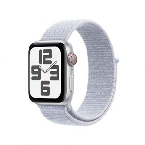 Apple Watch SE (2ª gen.) GPS + Cellular 40 mm Smartwatch con cassa in alluminio Argento e cinturino Sport Loop Nuvola azzurra. Tracker per fitness e sonno