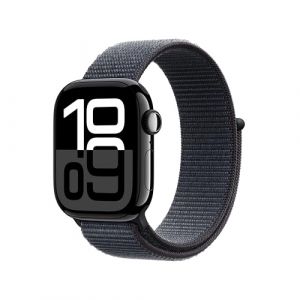 Apple Watch Series 10 GPS 42 mm Smartwatch con cassa in alluminio Jet Black e Sport Loop Inchiostro - One Size. Fitness tracker