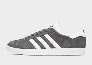 adidas Originals Gazelle, Dark Grey Heather / White / Gold Metallic