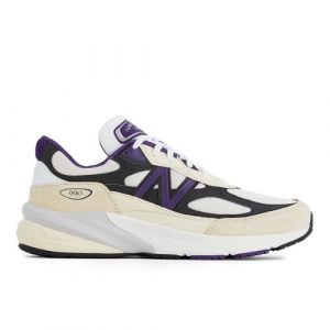 New Balance Unisex Made in USA 990v6 in Bianca/Viola/Nero, Leather, Taglia 42