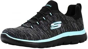 Skechers Women's Summits-Quick Getaway Black/Aqua Sneaker 11 W US