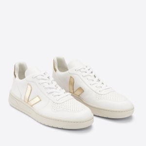 Veja Sneakers Con Lacci In Pelle V-10 Chormefree Bianco Donna Taglie 41