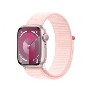 Apple Watch Series 9 GPS 41mm Smartwatch con cassa in alluminio rosa e Sport Loop rosa confetto. Fitness tracker