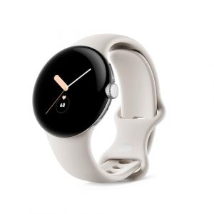 Google Pixel Watch - Orologio da polso Android con monitoraggio e analisi delle attività - Cassa in acciaio inox argento lucido con cinturino sportivo colore Galet