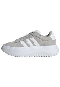 adidas Women Grand Court Platform Shoes Leather Upper Grey 7.5