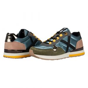 Munich Sneakers Donna Sunset 54 in camoscio e Tessuto Effetto Piumino Multicolor Blu Numero 36