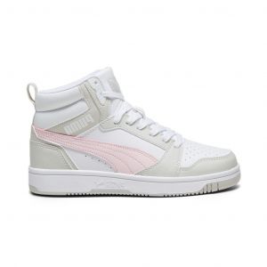 Puma Rebound V6 Mid Junior White/Grey/Pink da Bambina