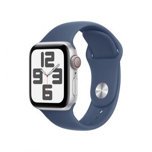 Apple Watch SE (2ª gen.) GPS + Cellular 40 mm Smartwatch con cassa in alluminio Argento e Cinturino Sport Denim - M/L. Tracker per il fitness e il sonno