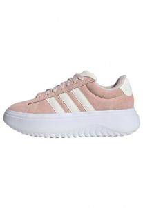 adidas Women Grand Court Platform Shoes Leather Upper Pink 6