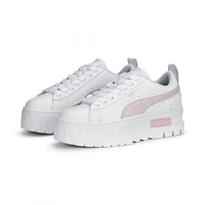 PUMA Scarpe da Ginnastica Mayze in Pelle da Ragazzo 36 White Pearl Pink Vivid Violet Purple