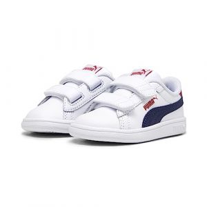 PUMA Sneakers Smash 3.0 Leather V da Bimbi 22 White Navy for all Time Red Blue