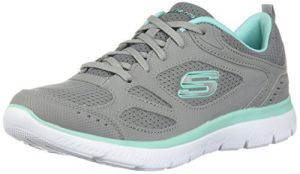 Skechers Women's Summits Suited Lace Up Sneaker Gry/Trq 38 EU