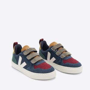 Veja Sneakers Patta A Strappo In Pelle Small V-10 Blu Bambina Taglie 31