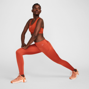 Leggings a tutta lunghezza a vita media con tasche e sostegno elevato Nike Go ? Donna - Arancione