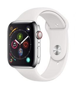 Apple Watch Series 4 44mm (GPS + Cellular) - Cassa In Acciaio Inossidabile Color Argento Con Bianco Cinturino Sport (Ricondizionato)