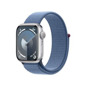 Apple Watch Series 9 GPS 41mm Smartwatch con cassa in alluminio color argento e Sport Loop blu inverno. Fitness tracker