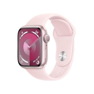 Apple Watch Series 9 GPS 41mm Smartwatch con cassa in alluminio rosa e Cinturino Sport rosa confetto - S/M. Fitness tracker