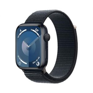 Apple Watch Series 9 GPS 45mm Smartwatch con cassa in alluminio color mezzanotte e Sport Loop mezzanotte. Fitness tracker