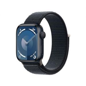 Apple Watch Series 9 GPS 41mm Smartwatch con cassa in alluminio color mezzanotte e Sport Loop mezzanotte. Fitness tracker