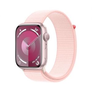 Apple Watch Series 9 GPS 45mm Smartwatch con cassa in alluminio rosa e Sport Loop rosa confetto. Fitness tracker