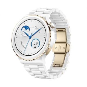 Huawei WATCH GT 3 Pro (48 mm) Smart watch. GPS (satellite). AMOLED. Touchscreen. Heart rate monitor. Activity monitoring 24/7. Waterproof. Bluetooth. White Ceramic Case with White Ceramic Strap