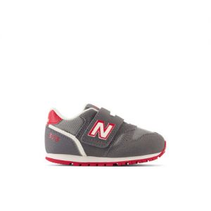 New Balance Kids' 373 Hook and Loop in Grigio/Rossa, Synthetic, Taglia 23