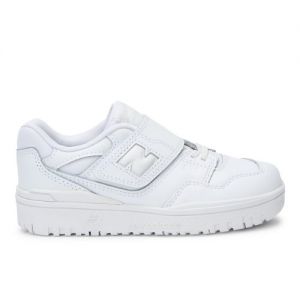 New Balance Bambino 550 Bungee Lace with Top Strap in Bianca