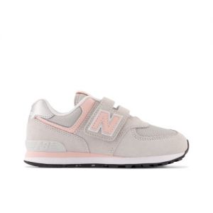 New Balance Bambino 574 Core Hook & Loop in Grigio/Rosa