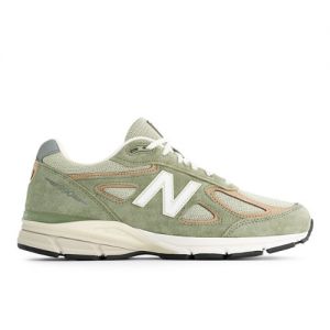 New Balance Unisex Made in USA 990v4 in Verde/Beige, Leather, Taglia 37.5