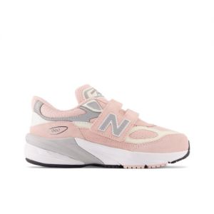 New Balance Bambino FuelCell 990v6 Hook and Loop in Rosa/Bianca, Suede/Mesh, Taglia 29