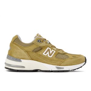 New Balance Donna MADE in UK 991 in Verde/Giallo/Bianca, Suede/Mesh, Taglia 37.5