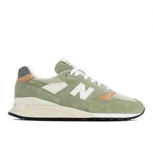 New Balance Unisex Made in USA 998 in Verde/Beige, Leather, Taglia 36
