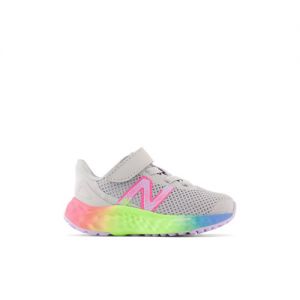 New Balance Bambino Fresh Foam Arishi v4 Bungee Lace with Top Strap in Grigio/Gris/Viola/Violet/Rosa/Rose/Verde/vert, Synthetic, Taglia 23