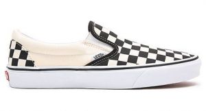 Vans classic slip on checkboard shoes black   white