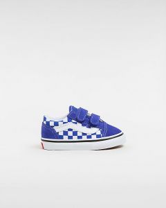 VANS Scarpe Con Strappo Bambino/a Old Skool Checkerboard (1-4 Anni) (surf The Web) Toddler Blu, Taglia 26.5