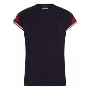 T-shirt Tommy Hilfiger Stripe SLV Cap Sleeve (Colore: desert sky, Taglia: S)